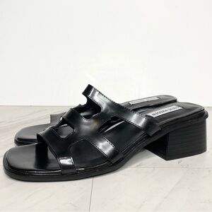 Steve Madden Princess Black Square Toe Sandal 9